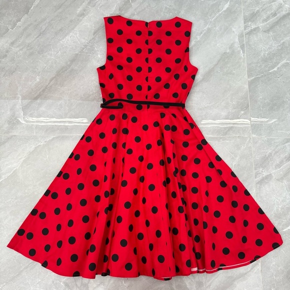 Women’s Grace Karin Retro Polka Dot Flare Sleeveless Dress With Belt Medium - Picture 9 of 16